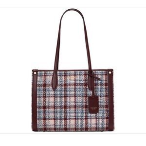 🆕 Kate Spade New York Market Tweed Fabric Medium Tote (Dark Merlot Multi) Tote